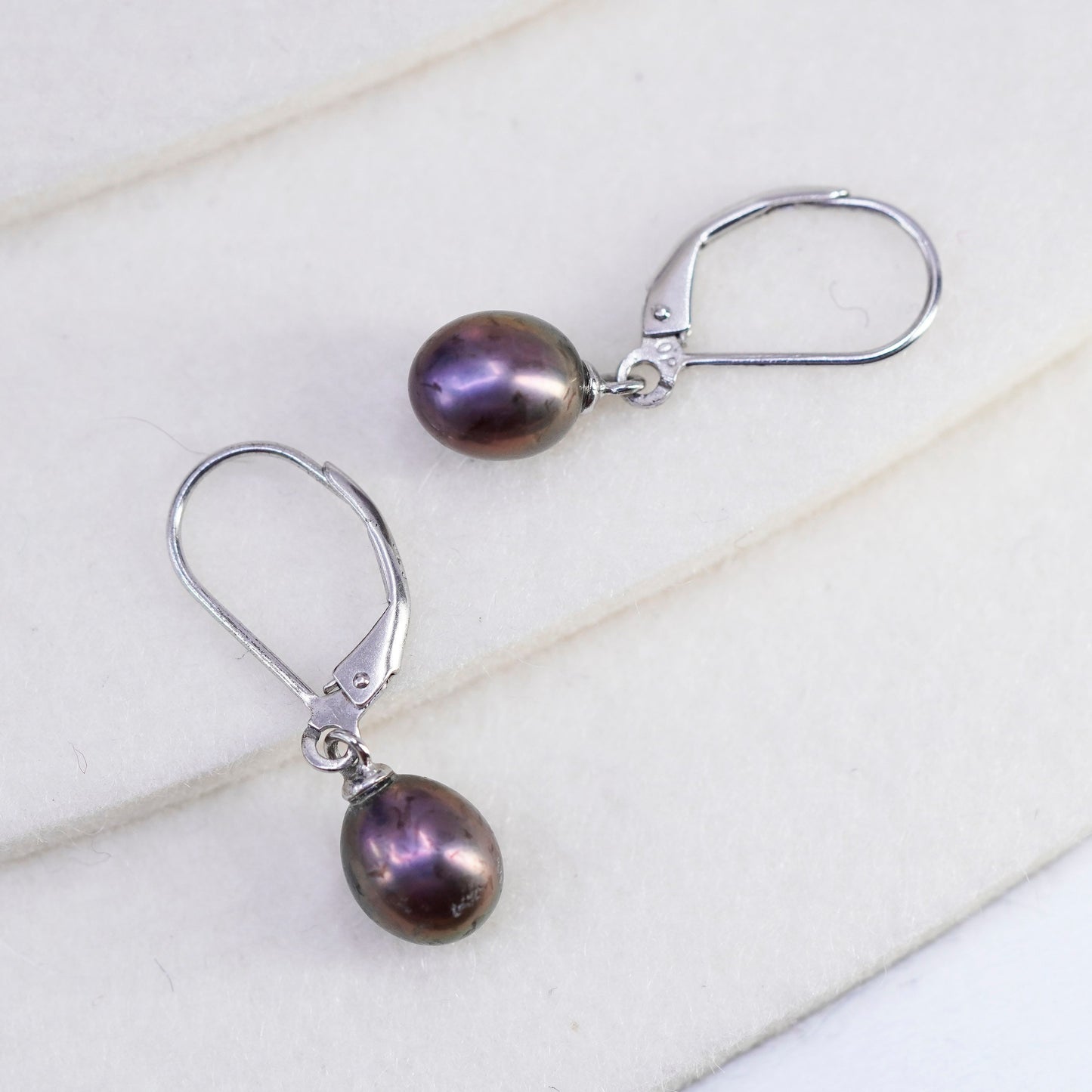 Vintage Sterling 925 silver handmade earrings with freshwater pearl