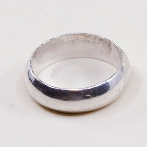 Sz 6, Vtg Sterling Silver Handmade Wedding Ring, 925 Silver Band, Stamped 925