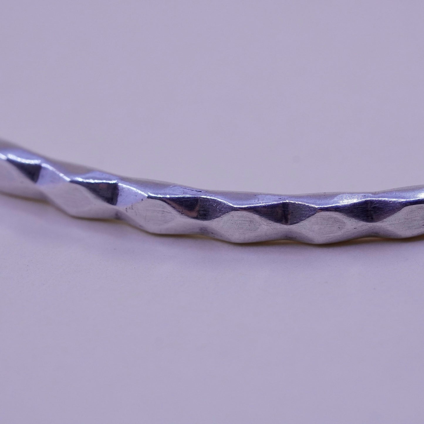 8”, vintage Mexico sterling 925 silver handmade stackable bracelet, diamond cut