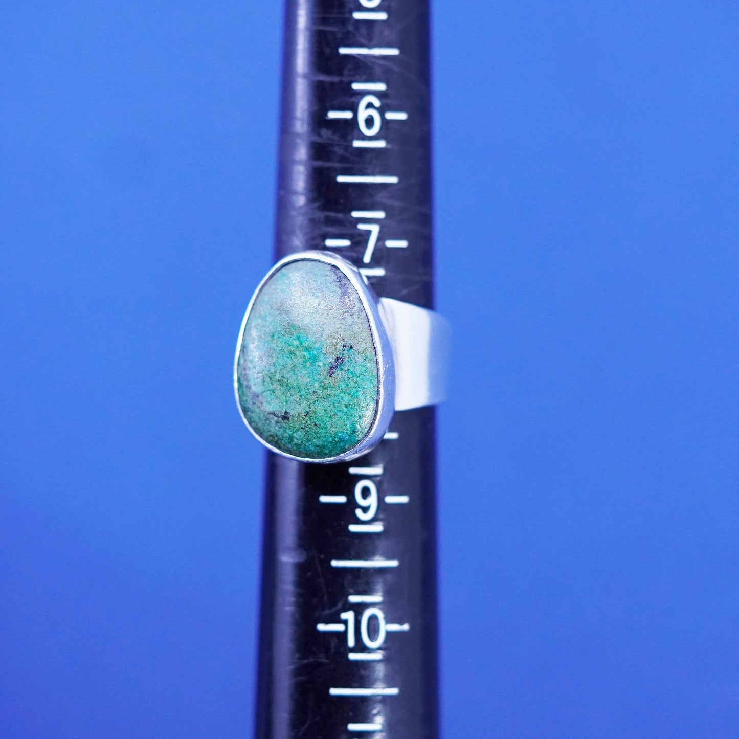 Size 7.5, Native American, southwestern Sterling silver ring Carico turquoise