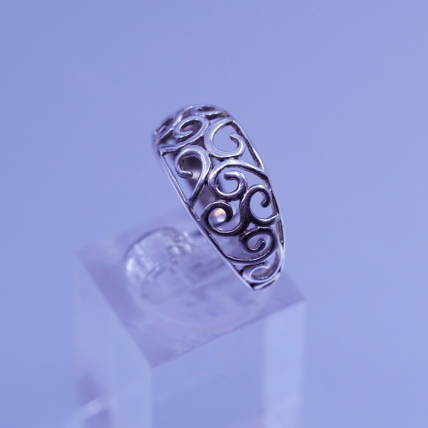 Size 7.25, vintage Sterling 925 silver handmade ring, filigree band