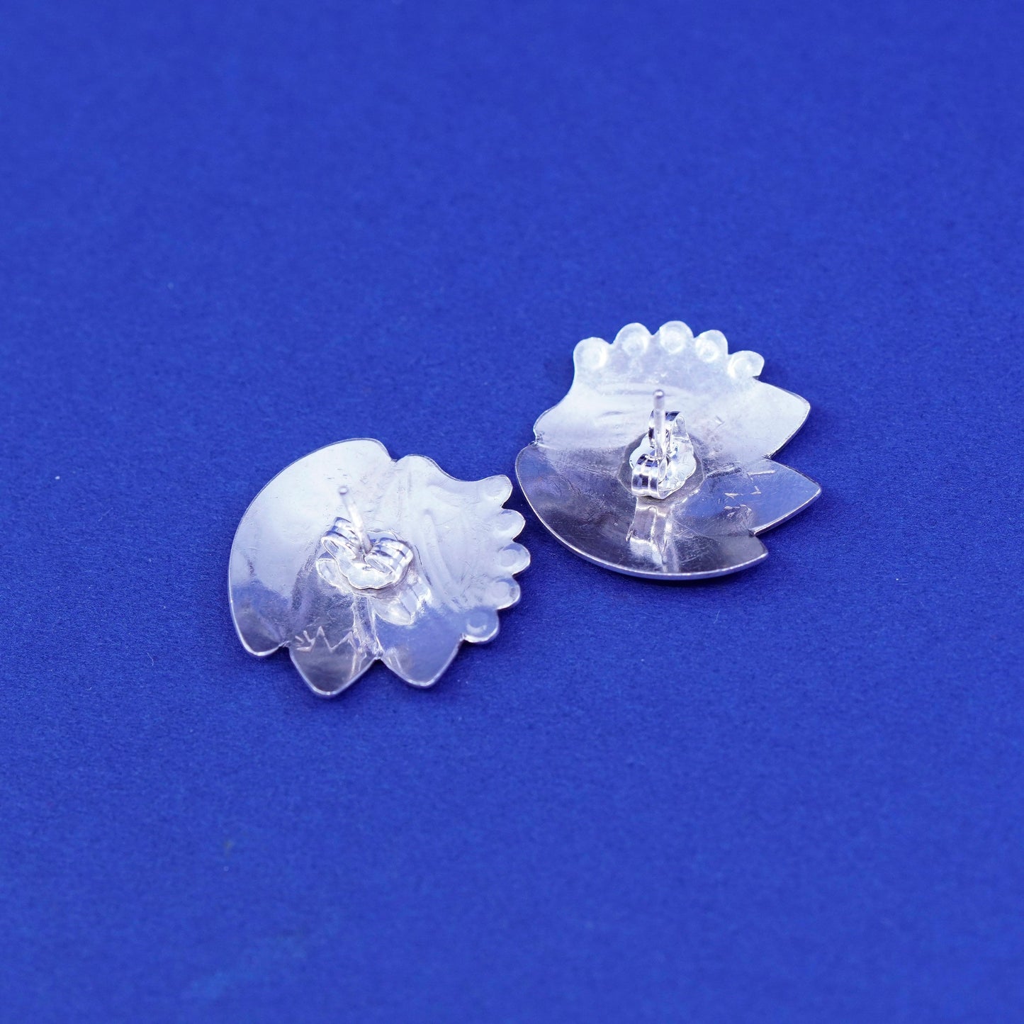 Native American Watson Honanie sterling 925 silver earrings, 925 leaf studs
