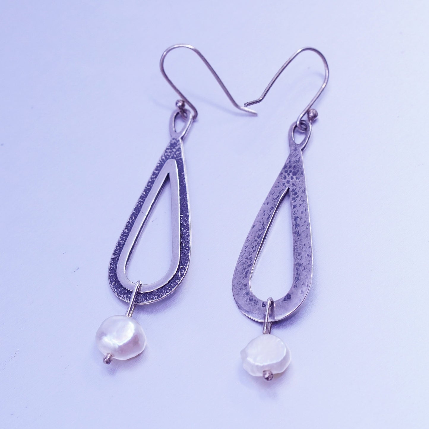 Vintage Silpada W1388 Sterling 925 silver teardrop handmade earrings with pearl