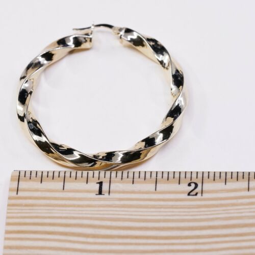 2”, Turkey Vermeil gold over Sterling Silver Twisted hoops 925 Handmade Earrings
