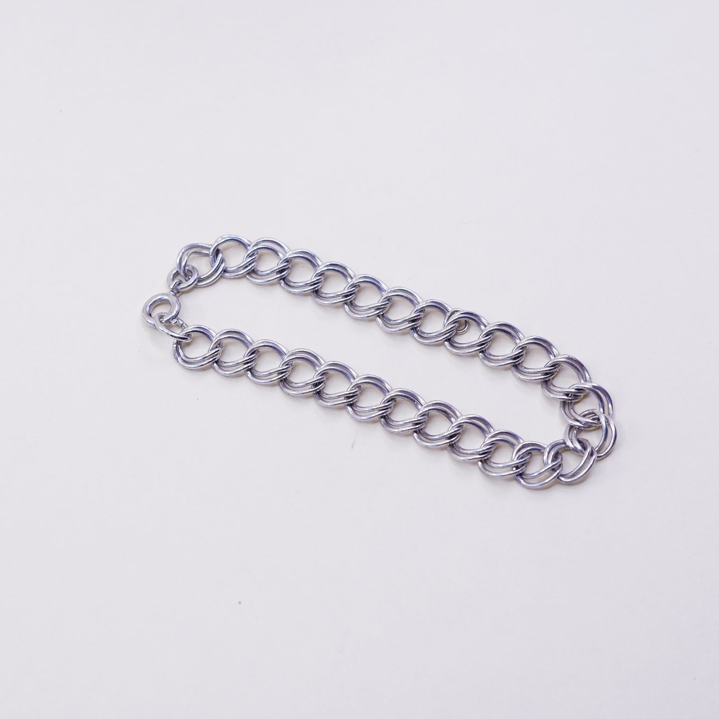 6.75”, 8mm, Vintage sterling silver bracelet, 925 double curb chain
