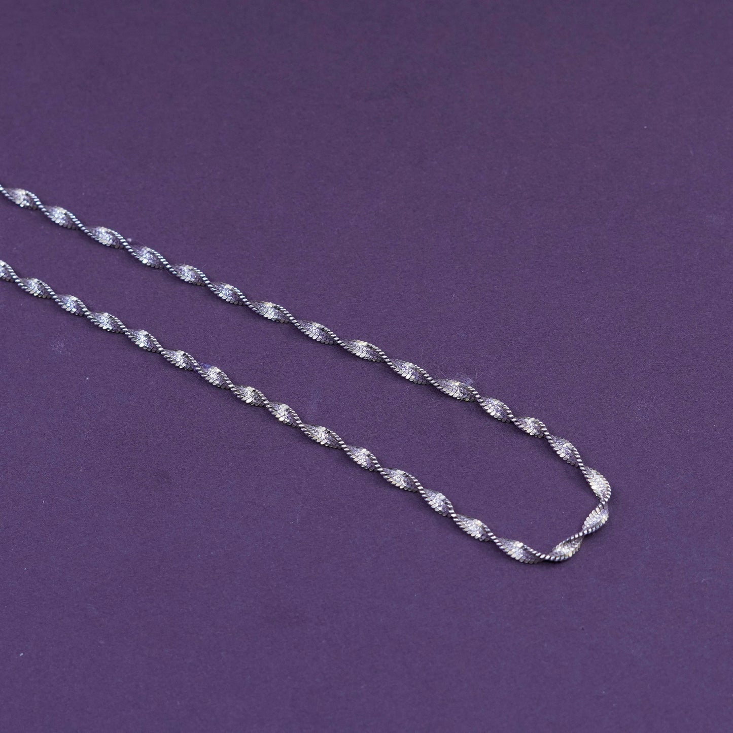 18”, vermeil gold over Sterling silver necklace, 925 twisted herringbone chain