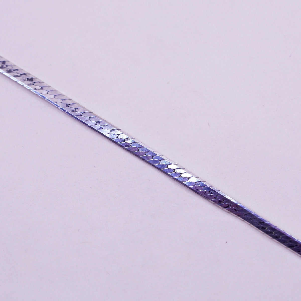 7”, 2mm, Vintage sterling silver herringbone bracelet, 925 chain