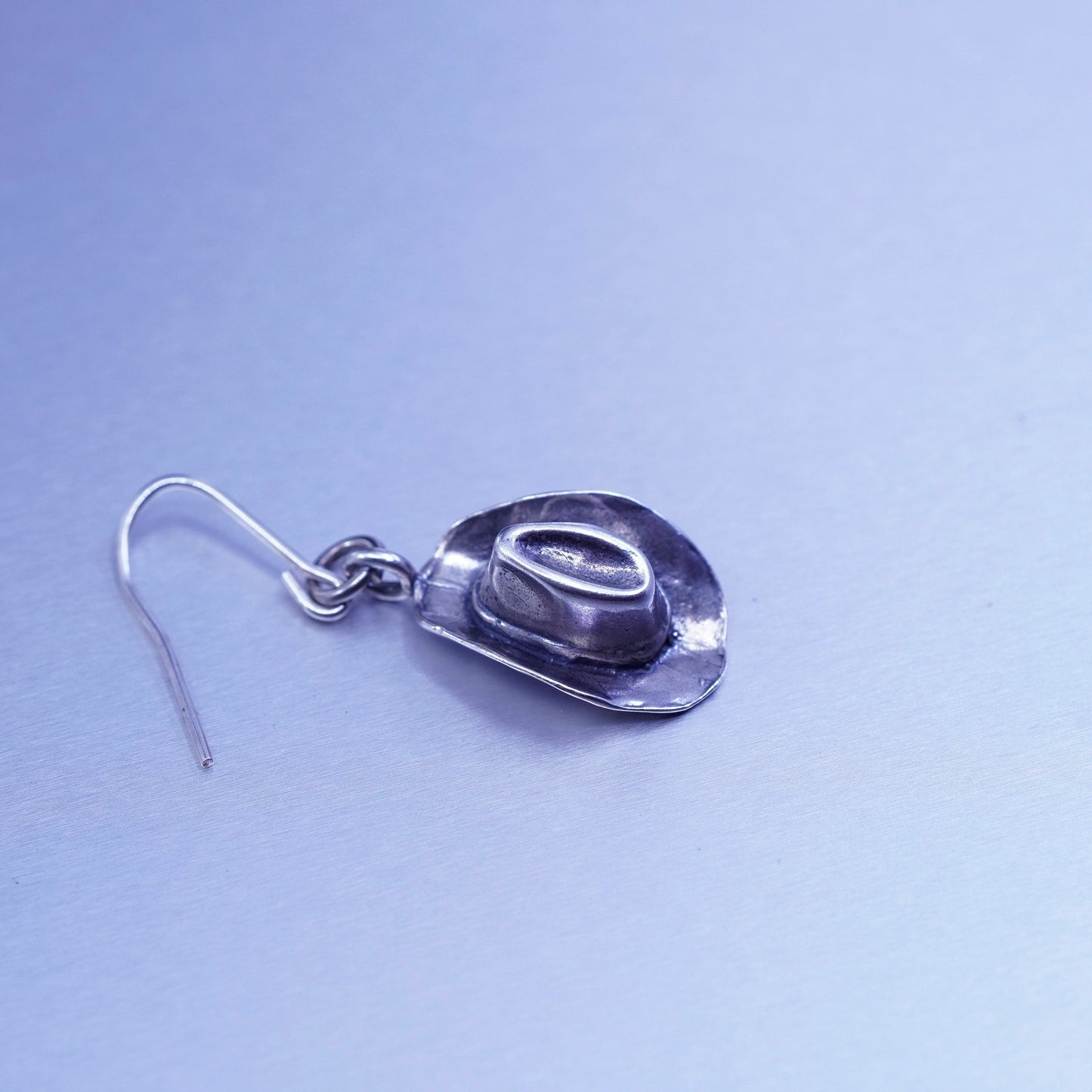 Vintage Sterling 925 silver handmade cowboy hat earrings
