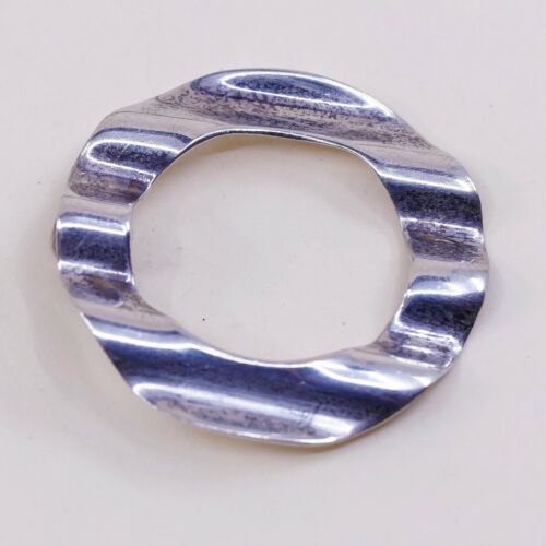 Vintage Sterling Silver Handmade Pendant, Circle Shaped Charm, Stamped 925