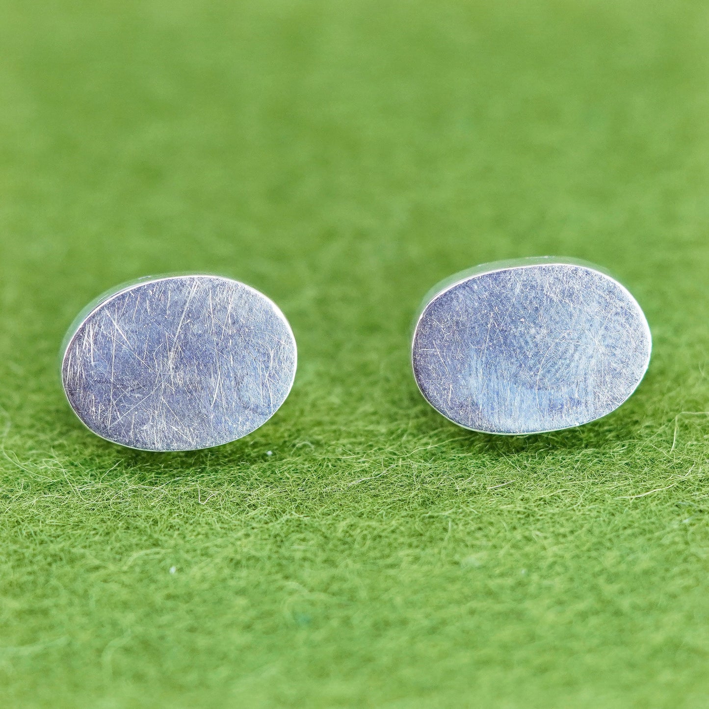 Vintage Sterling silver handmade earrings, southwestern 925 oval studs