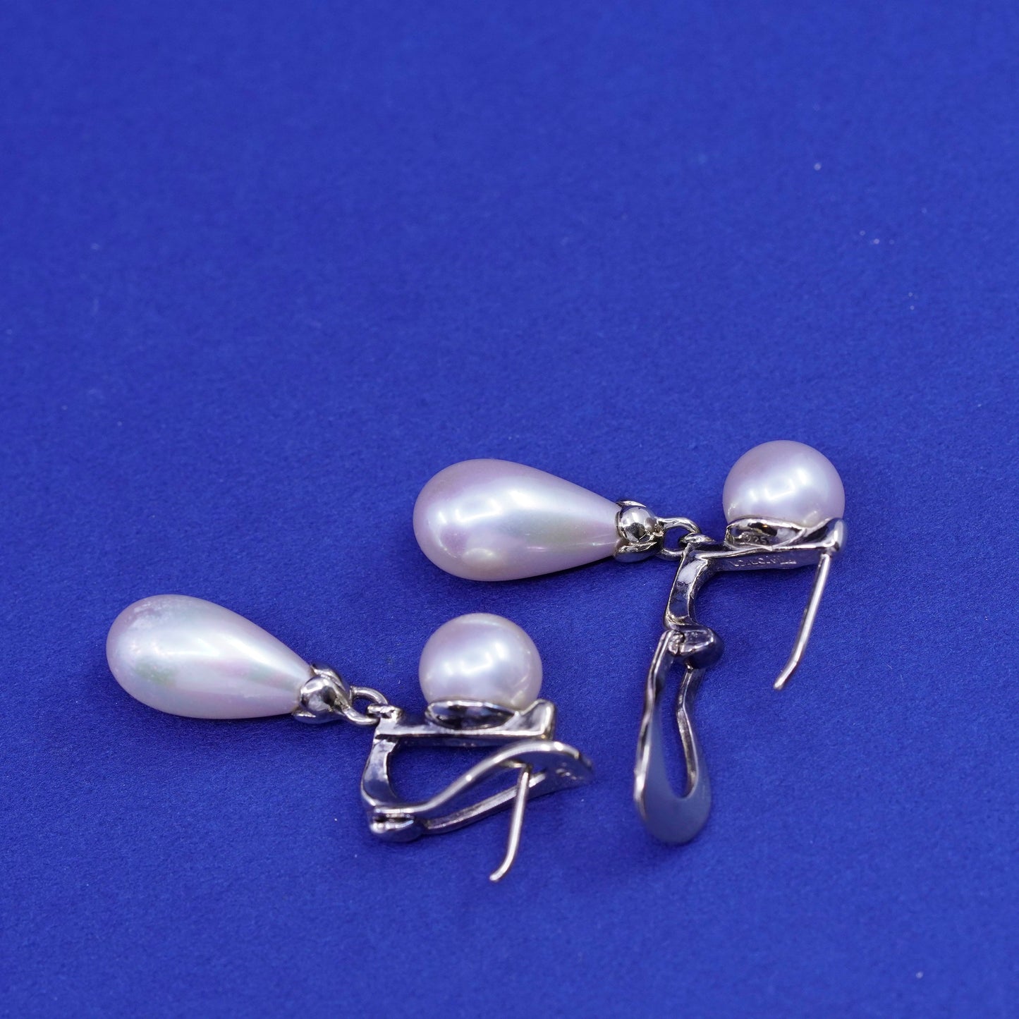 majorica antique vermeil gold over Sterling 925 silver earrings faux pearl