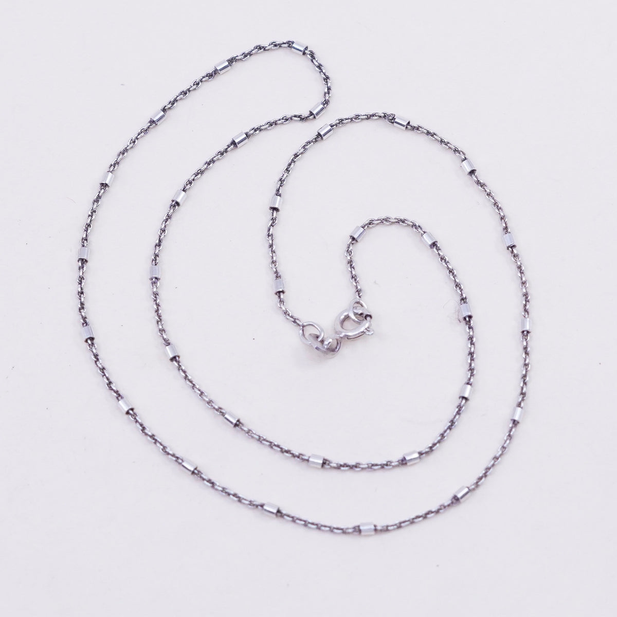 16”, 1mm, Vintage sterling silver beads chain, 925 necklace