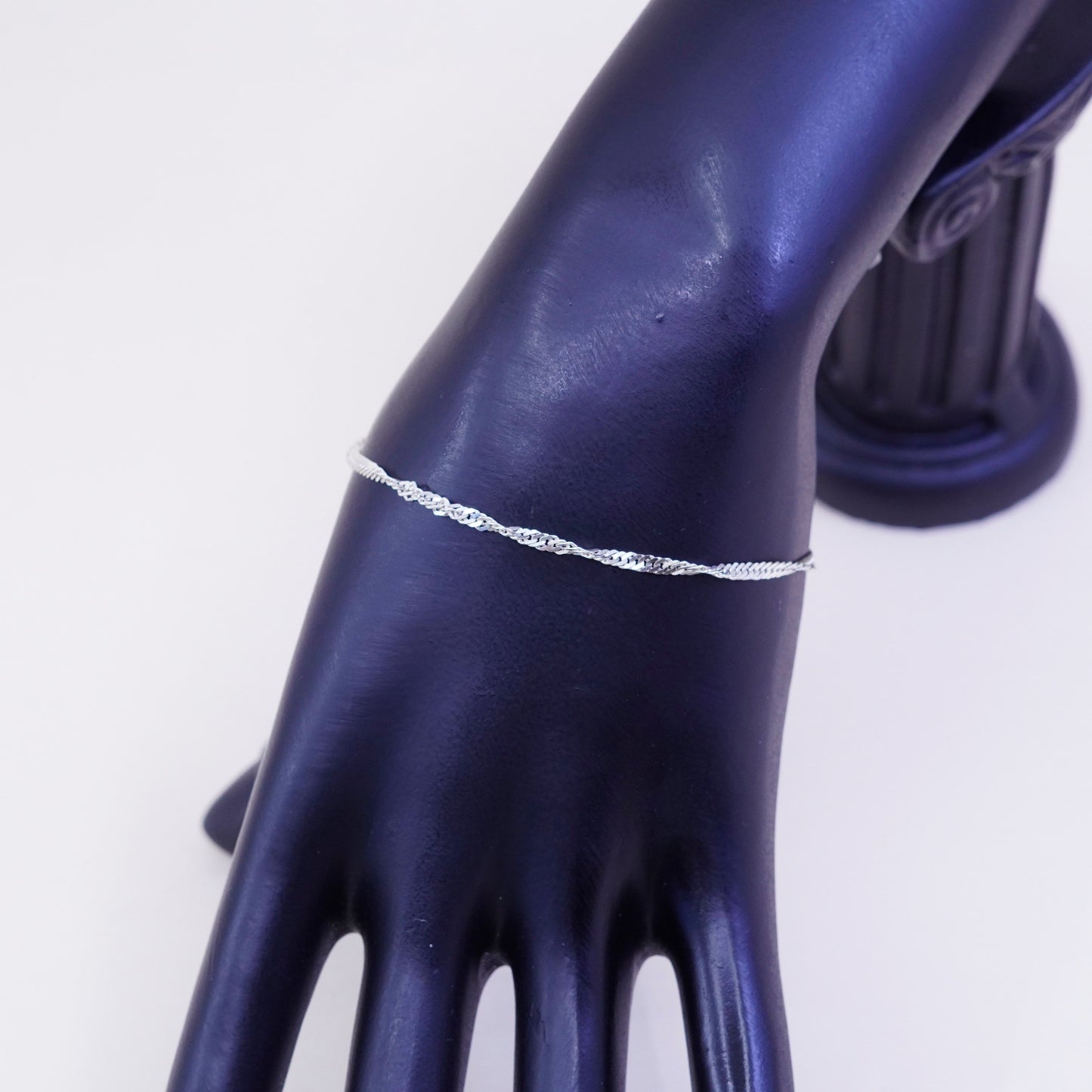 6.75”, 2mm, Vintage sterling silver bracelet, twisted curb link bracelet