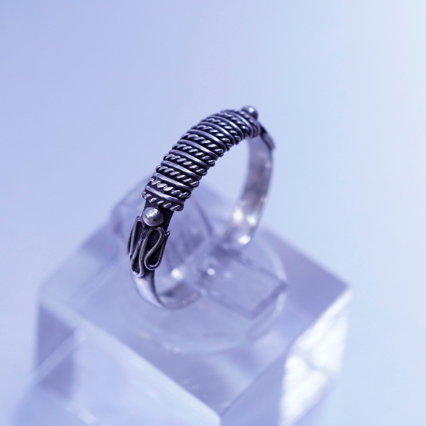 Size 6, vintage southwestern Sterling 925 silver wedding ring, band with cable
