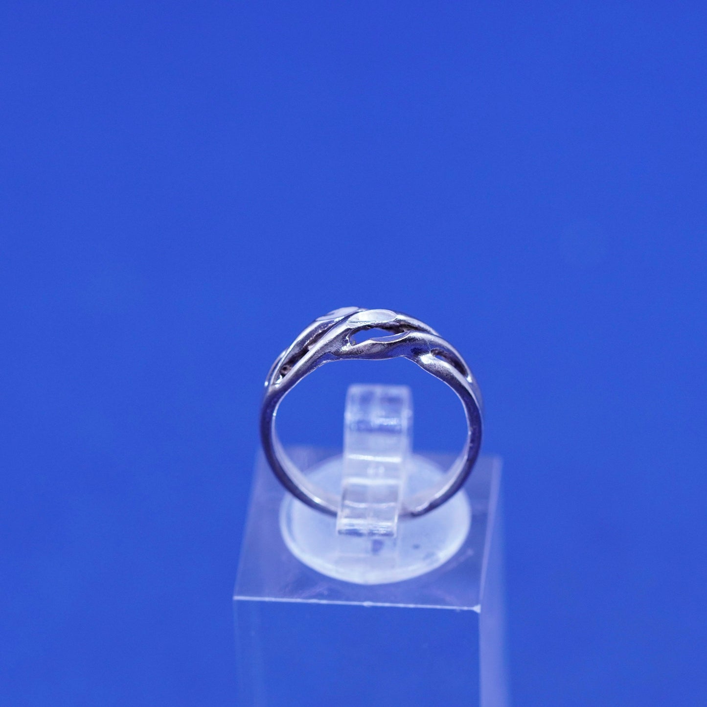 Size 4.75, vintage Sterling silver handmade ring, 925 twisted band