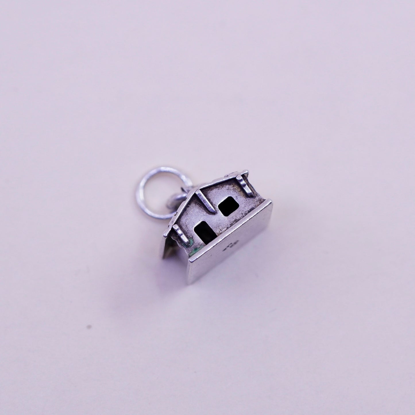 Vintage sterling silver handmade house pendant, 925 charm