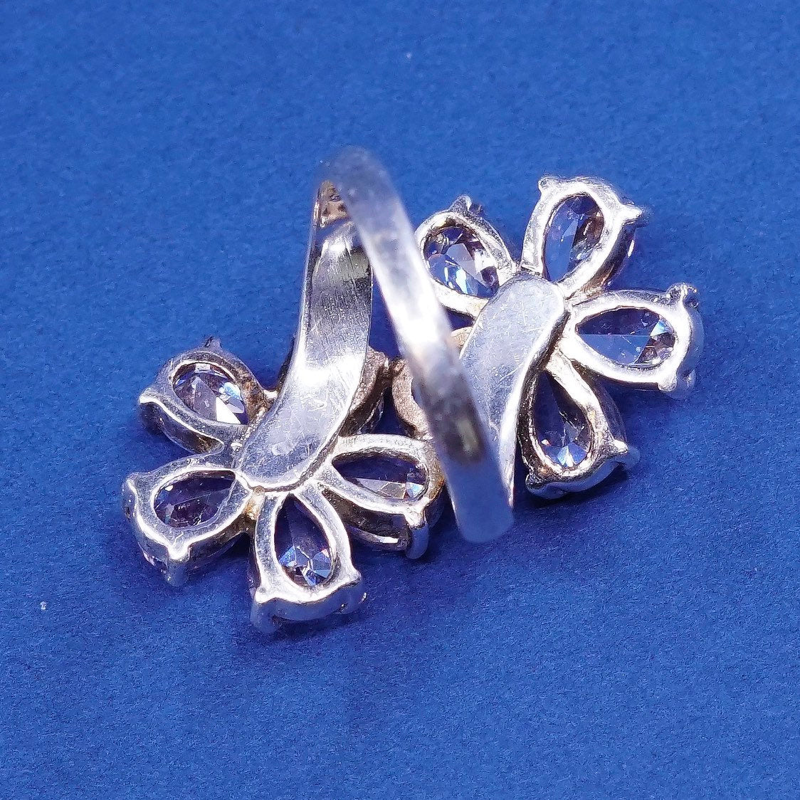 Size 6, vtg Sterling silver handmade ring, 925 flower w/ amethyst ring