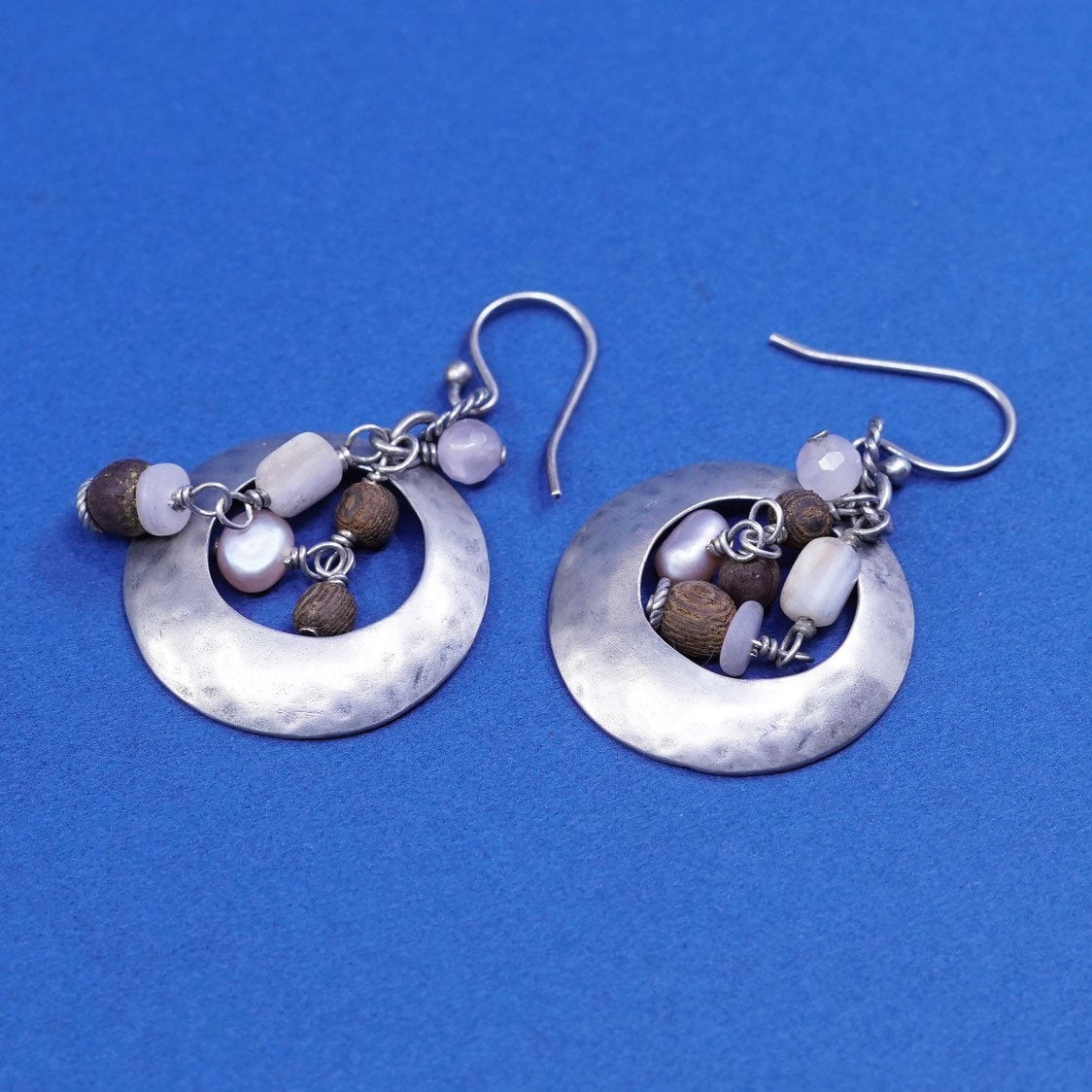 vtg Silpada Jewelry | Blush Grapes Pearl Rose Quartz CZ earrings, 925 circles
