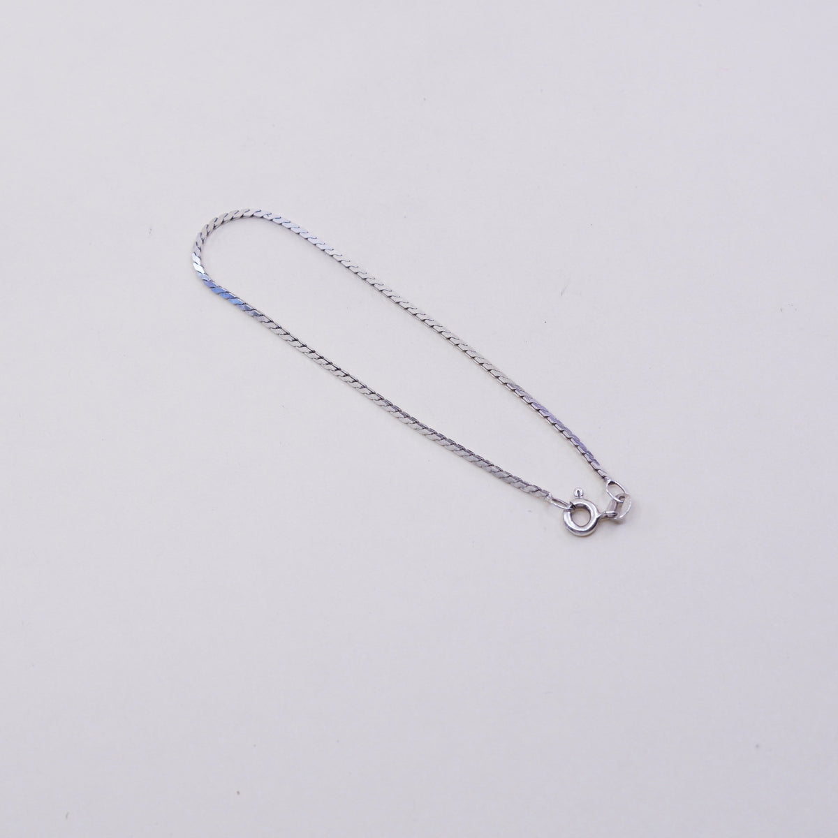 7”, 1mm, Vintage sterling silver bracelet, Italy 925 square snake chain