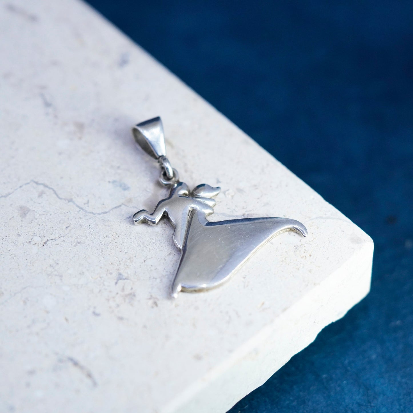 Vintage Sterling silver handmade pendant, 925 social dance