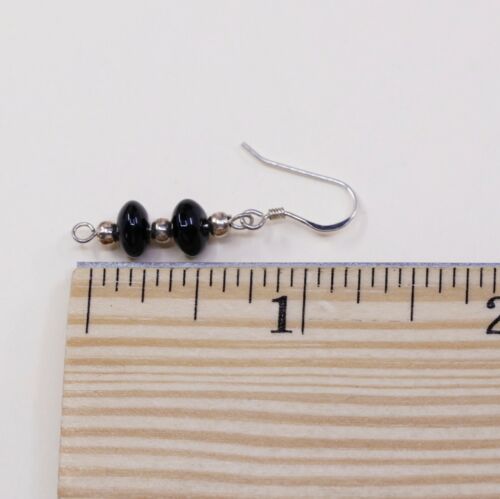 Vtg Southwestern Sterling 925 Silver Handmade Earrings W/ Obsidian Bead