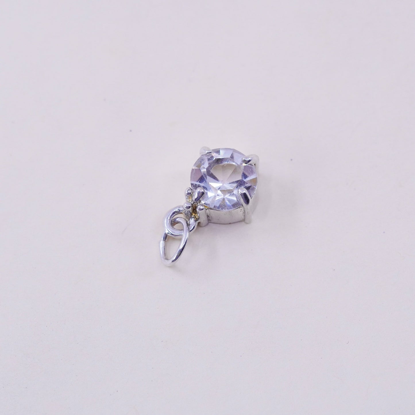 Vintage sterling silver handmade pendant, 925 cz charm