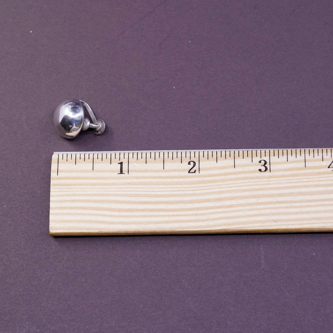 0.5” vtg Sterling silver handmade earrings, 925 silver puffy screw back