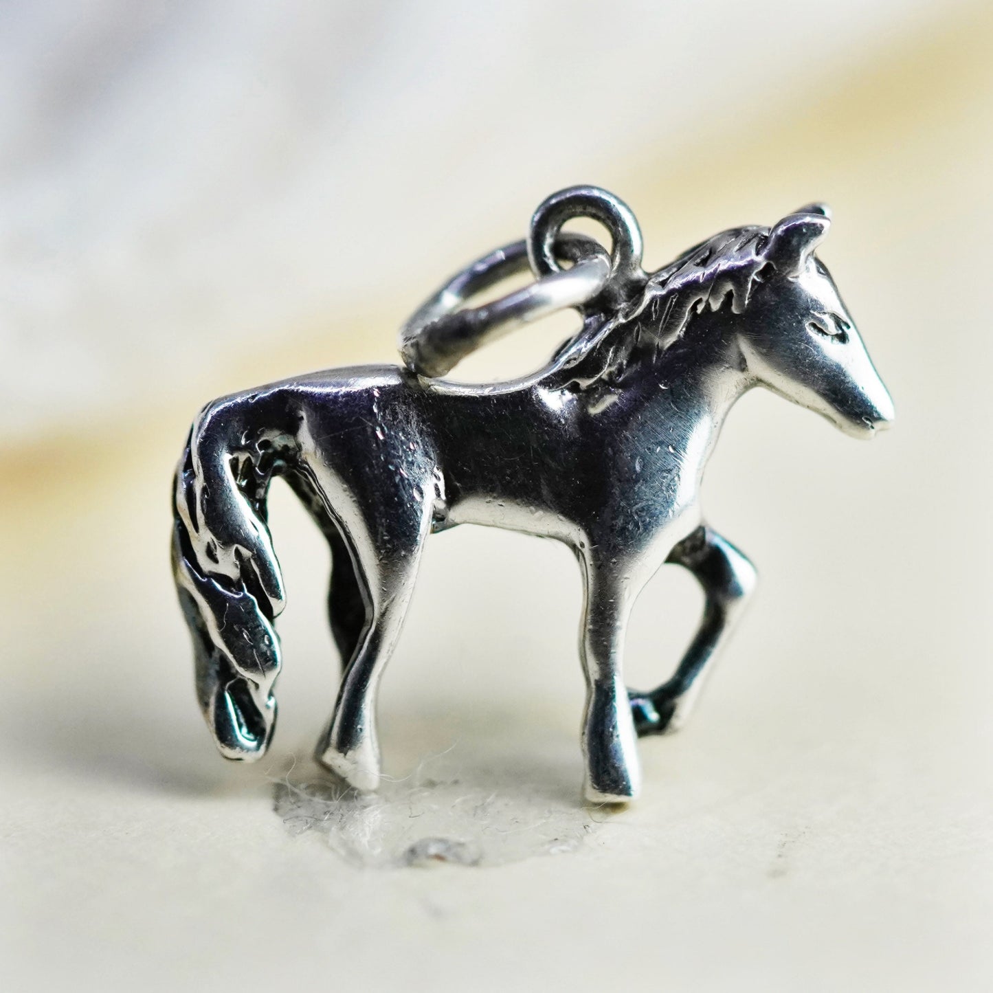 Handmade vintage Sterling silver pendant, 925 horse charm