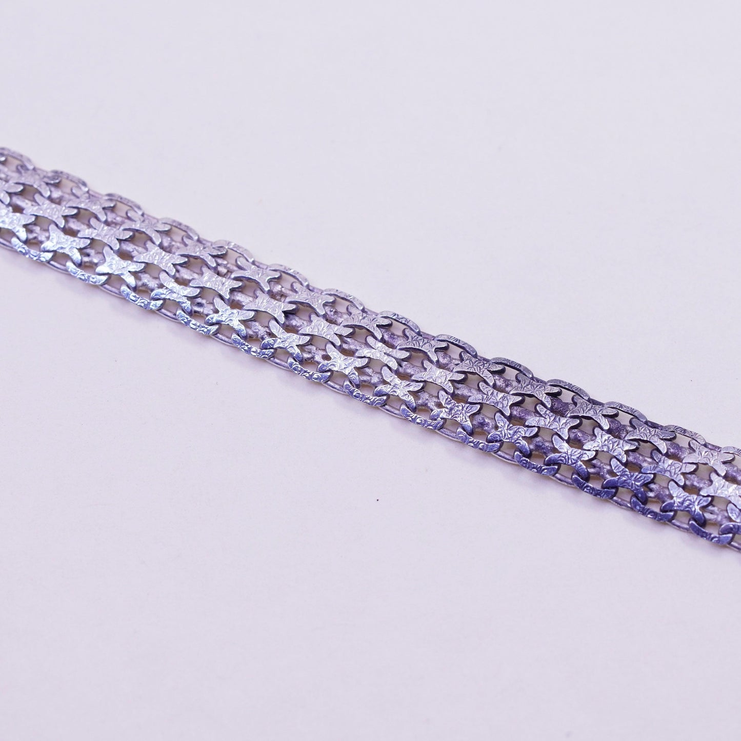 8”, 8mm, Vintage sterling silver bracelet, 925 flatten curb chain