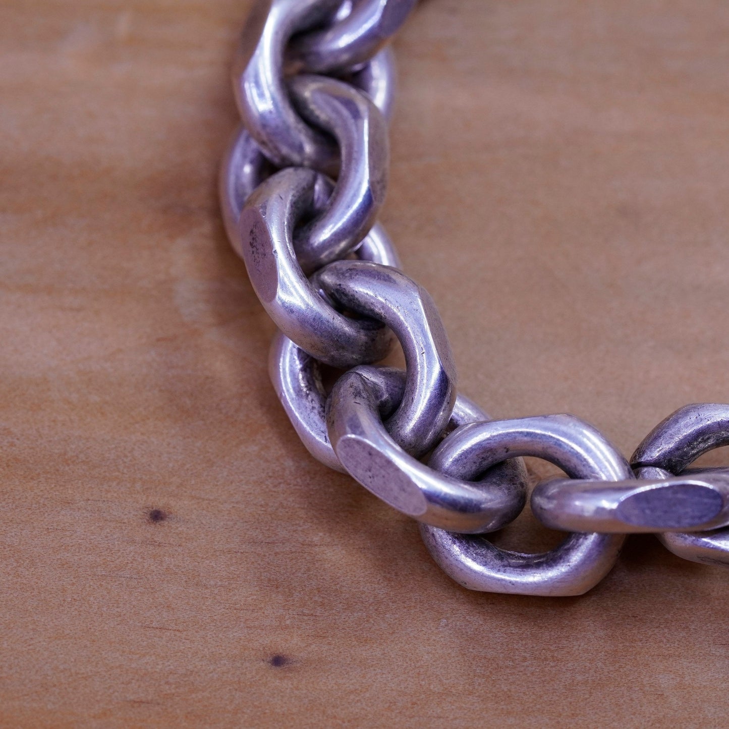 7”, 1970s Denmark Randers Sterling silver charm bracelet, 925 bold oval chain
