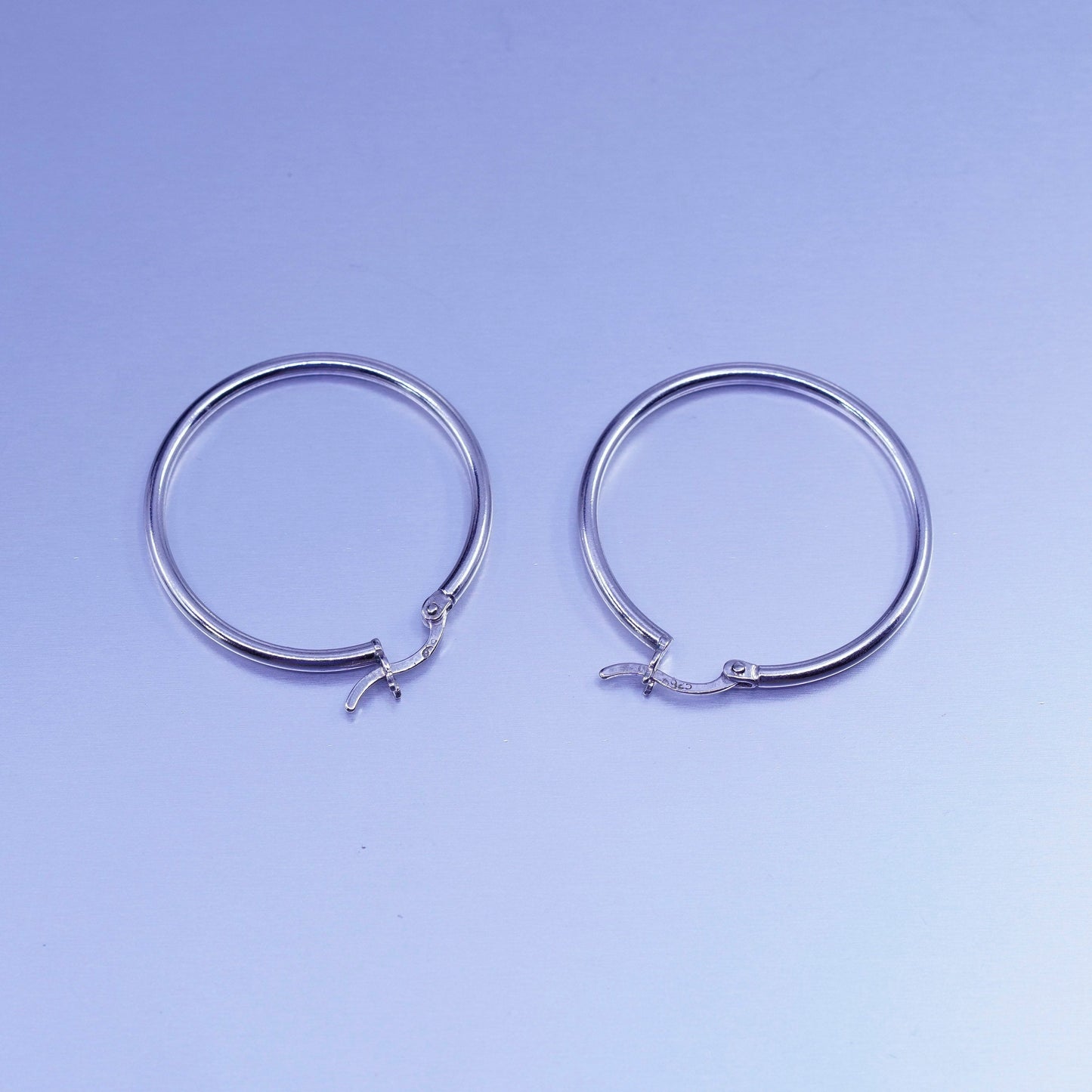 1.25”, vintage Sterling silver handmade earrings, 925 simple hoops