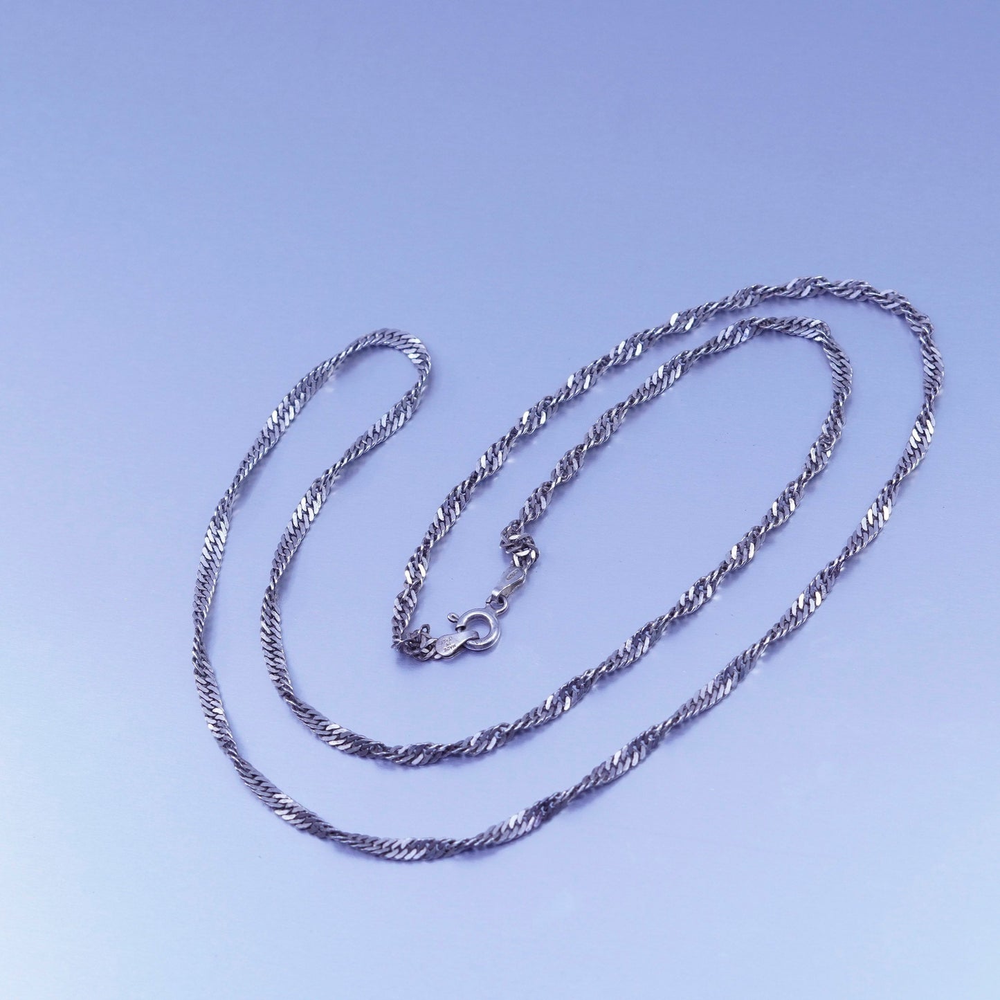 24” 3mm, vintage Italy Sterling 925 silver twisted curb chain necklace