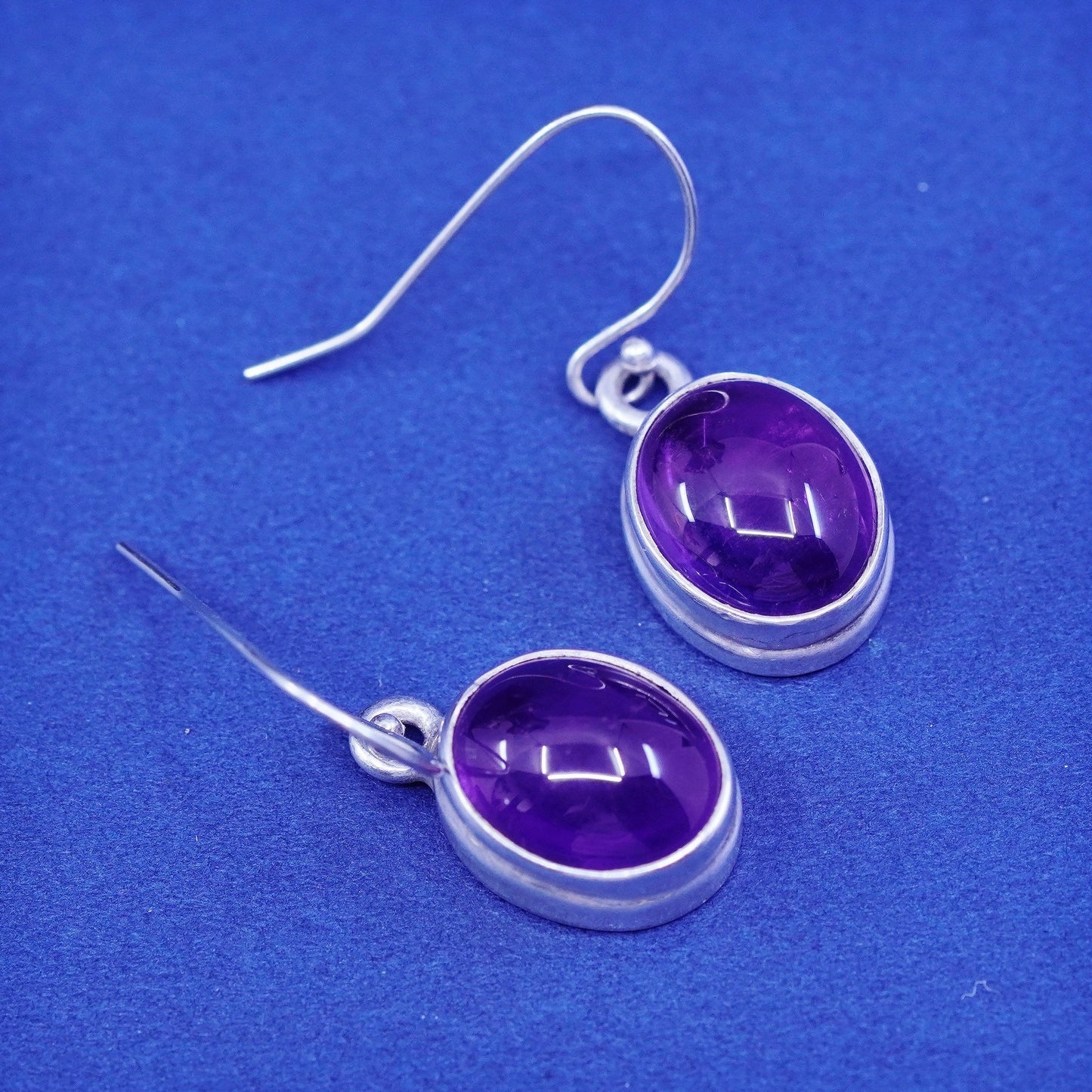 Vintage sterling 925 silver handmade earrings with amethyst