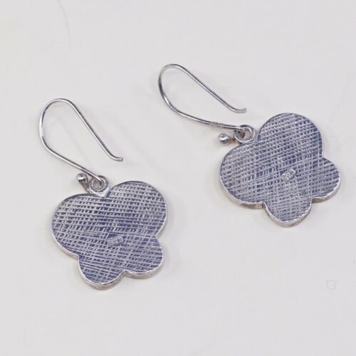 STERLING 925 SILVER Handmade Earrings W/ Blue N Pink Butterfly MOTHER OF PEARL