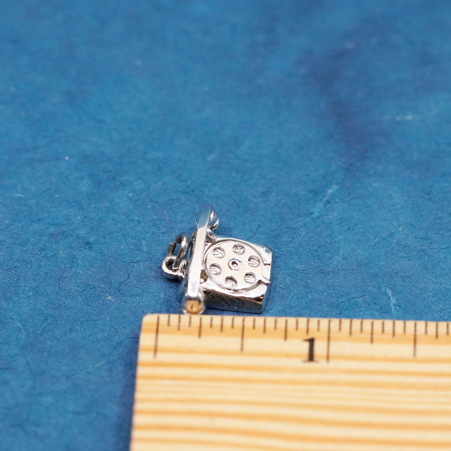 Sterling silver handmade old fashion line telephone, phone pendant, 925 charm