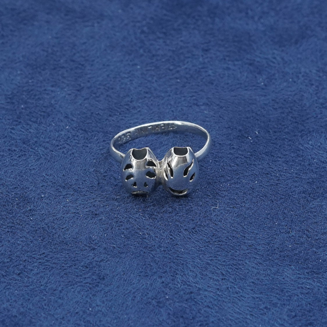 sz 5.5, vtg sterling silver handmade ring, 925 Smile Now Cry Later Ring