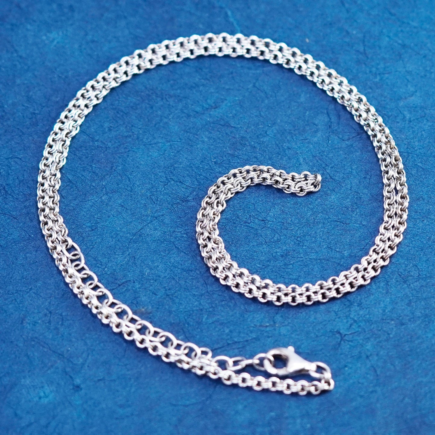 18+2”, vintage Sterling silver handmade necklace, 925 double circle chain