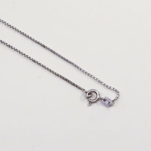 18”, Vtg Italy 925 Sterling Silver Box Chain Necklace W/ Dolphin Pendant