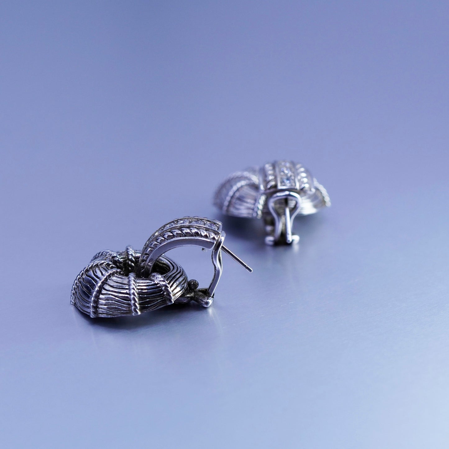 Judith Ripka Sterling 925 silver handmade earrings, round diamonique dangles