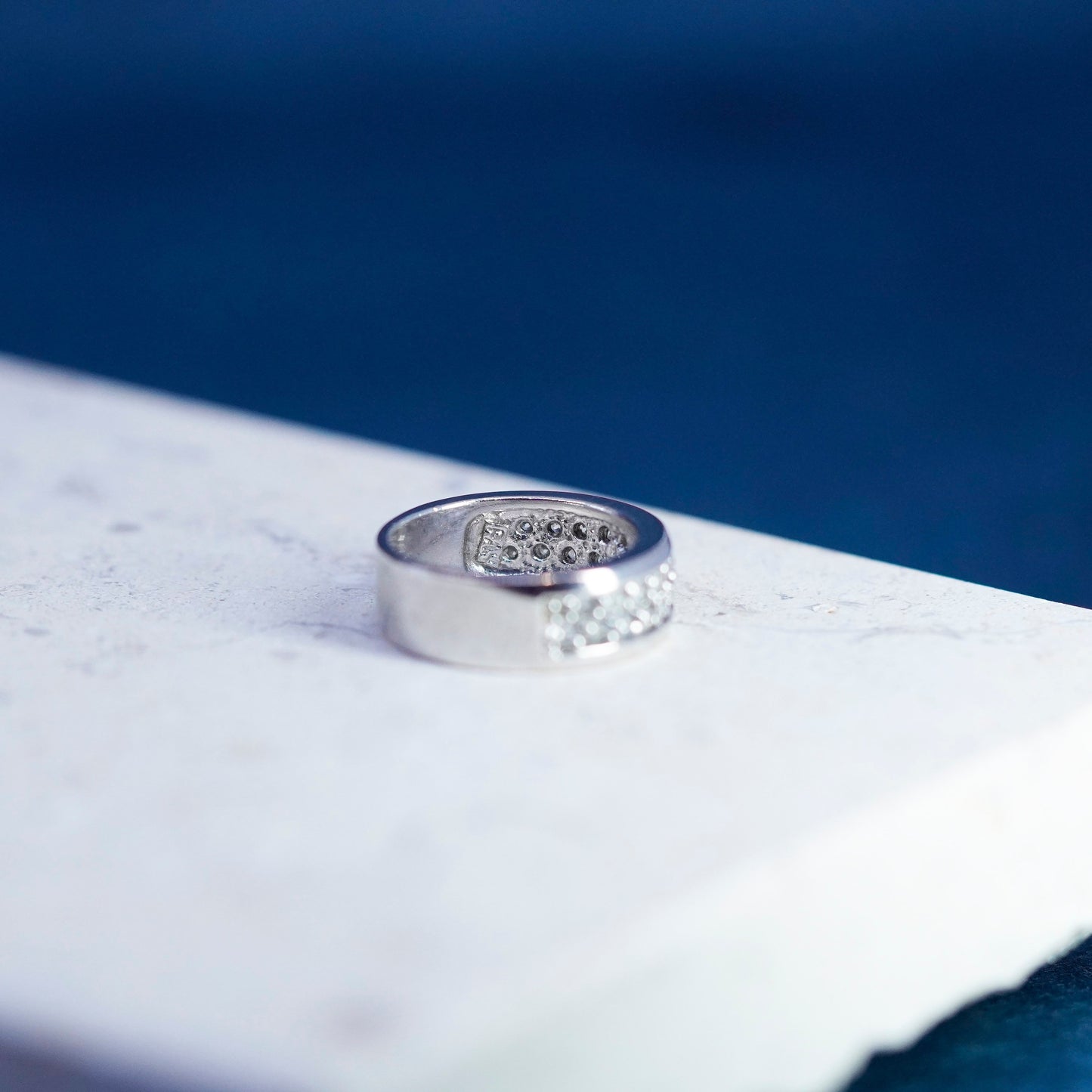 Size 5, vintage Sterling silver ring, 925 band with clear cz