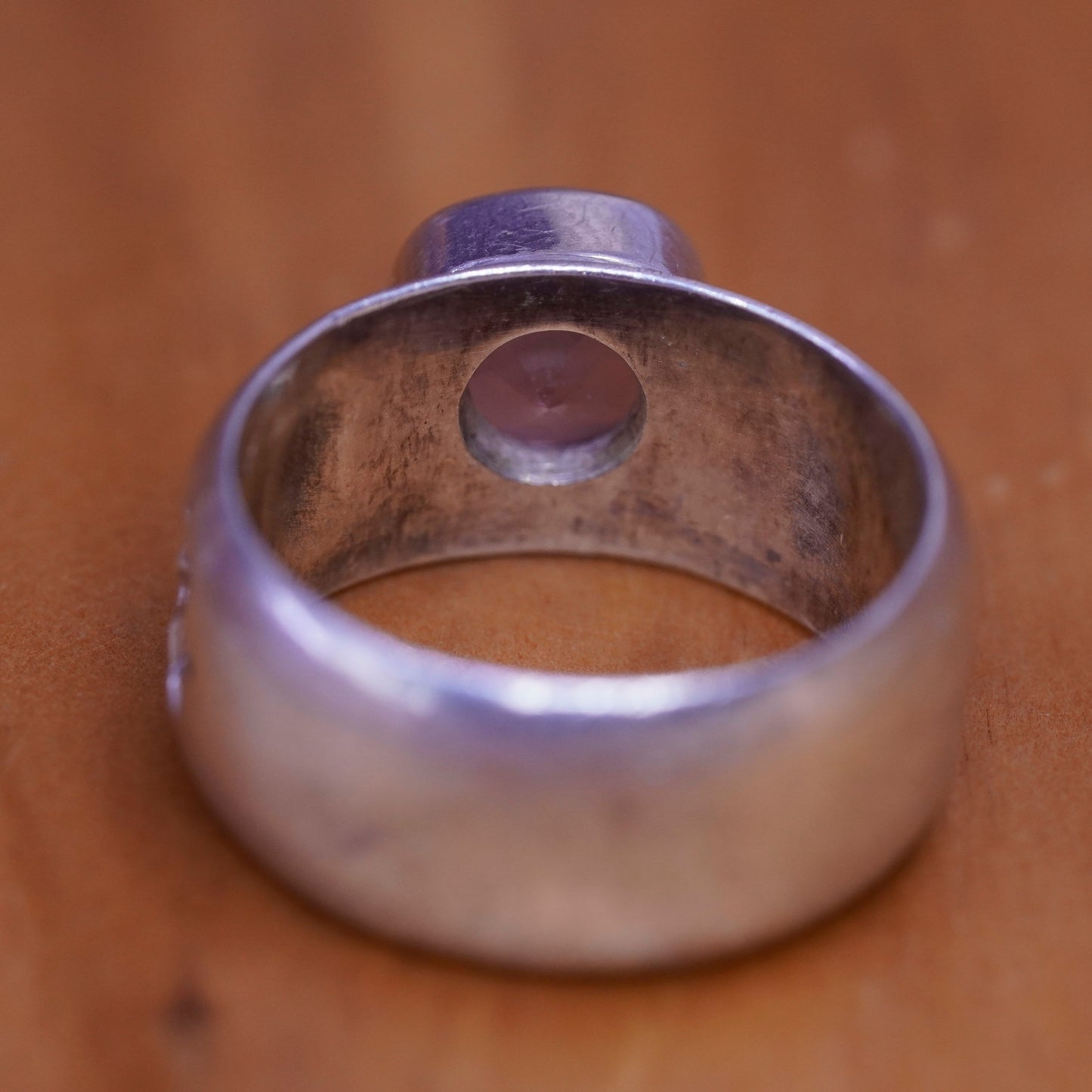 Size 6.25, Sterling silver statement ring, 925 band w/ oval amethyst moon star