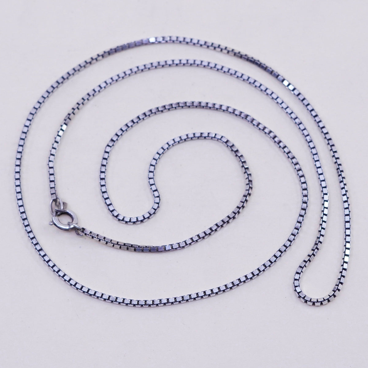 23”, 1.6mm, Vintage Italian sterling 925 silver box chain, necklace