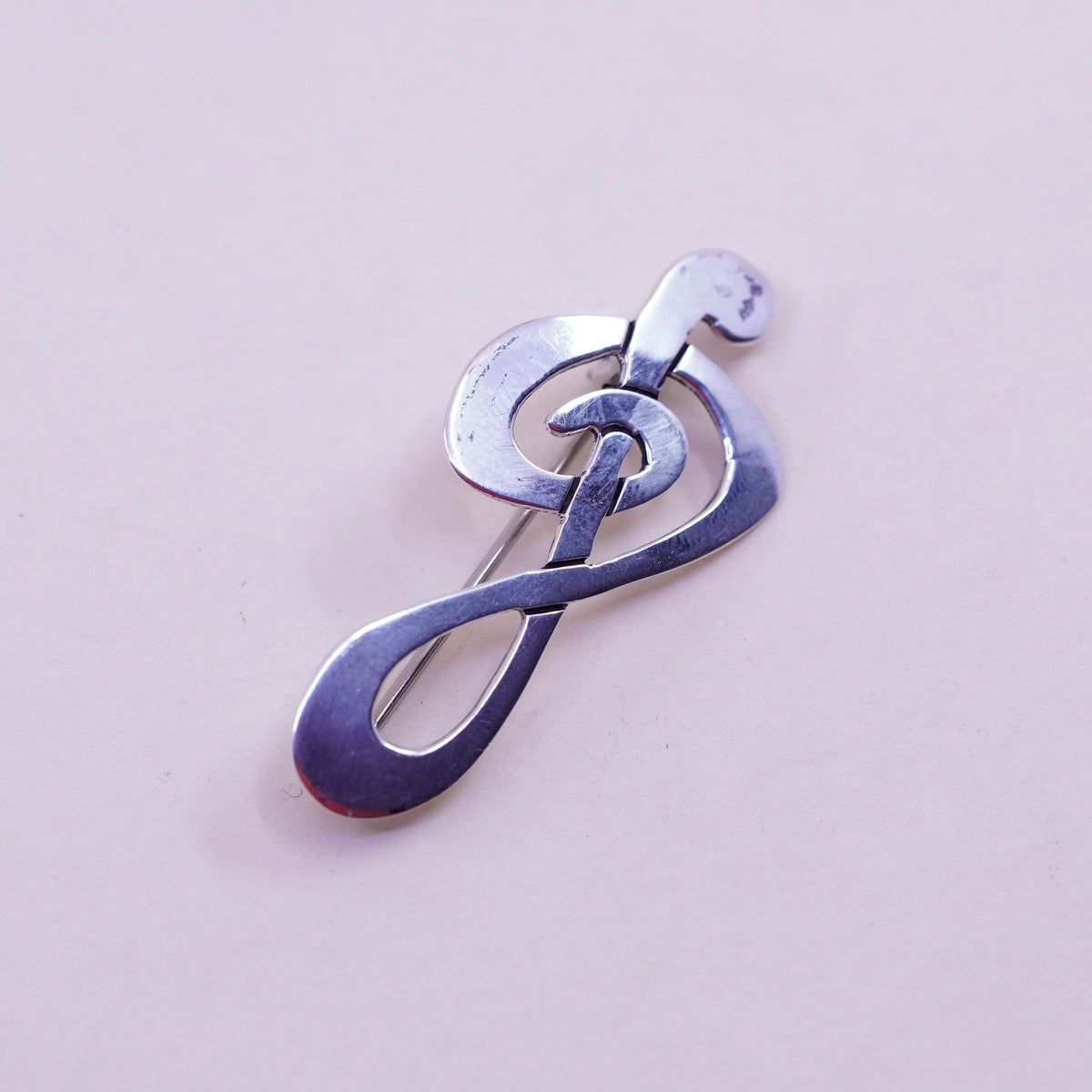 Vintage far fetched sterling silver handmade brooch, 925 music symbol