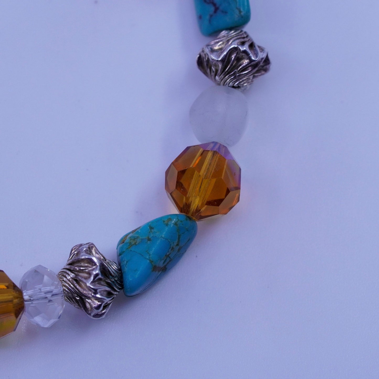 6.25”, Sterling 925 silver bracelet with turquoise citrine and lizard closure