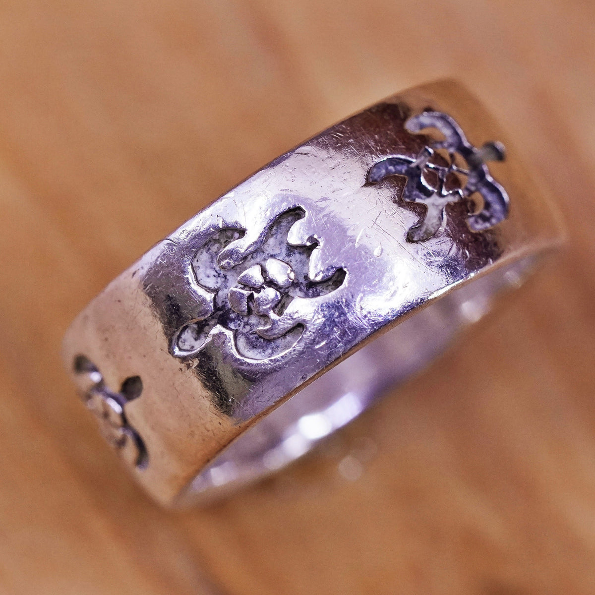 Size 7.5, vintage Mexico Sterling silver handmade ring, 925 sea turtle band