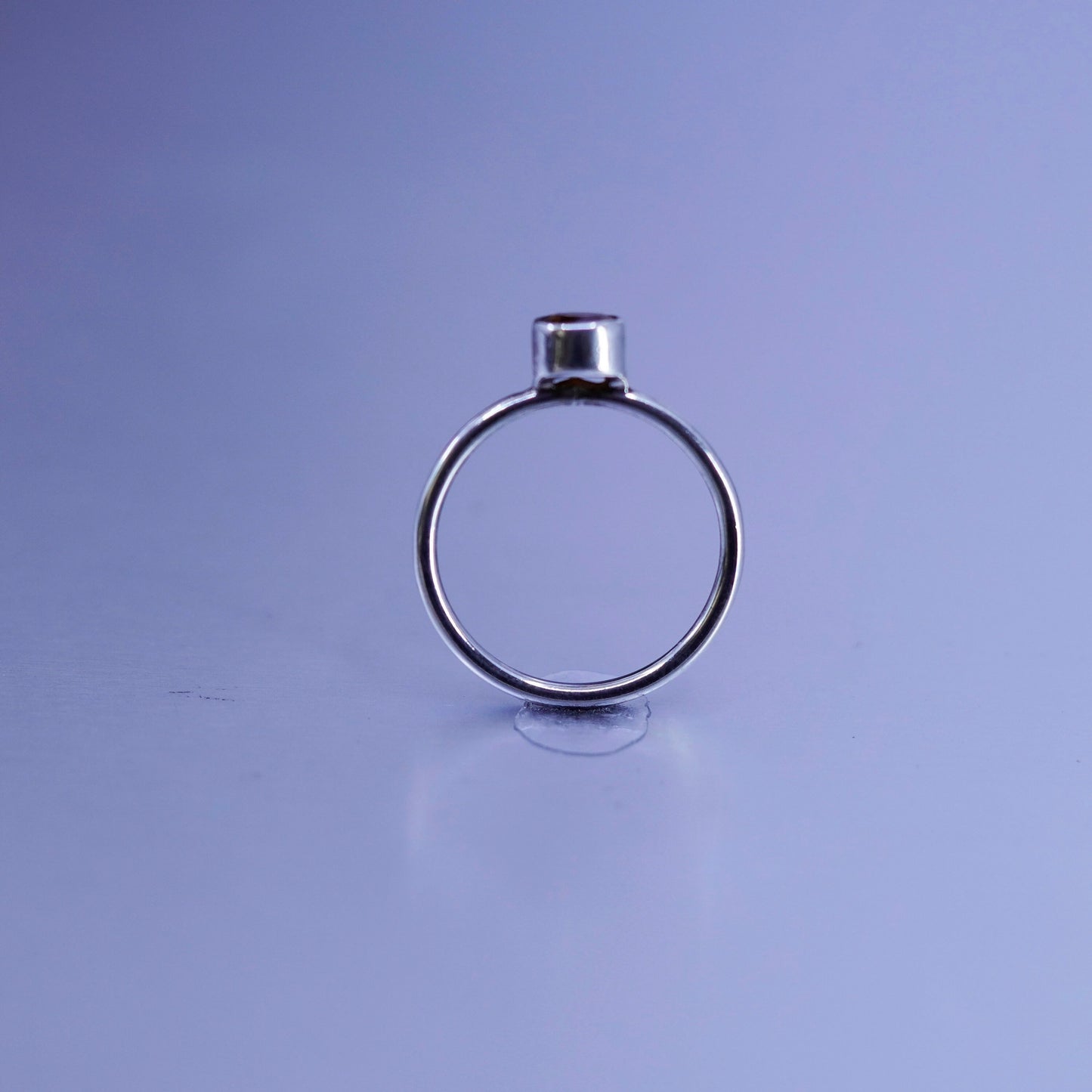 Size 7.5, fashionable Sterling 925 silver handmade stackable ring with citrine