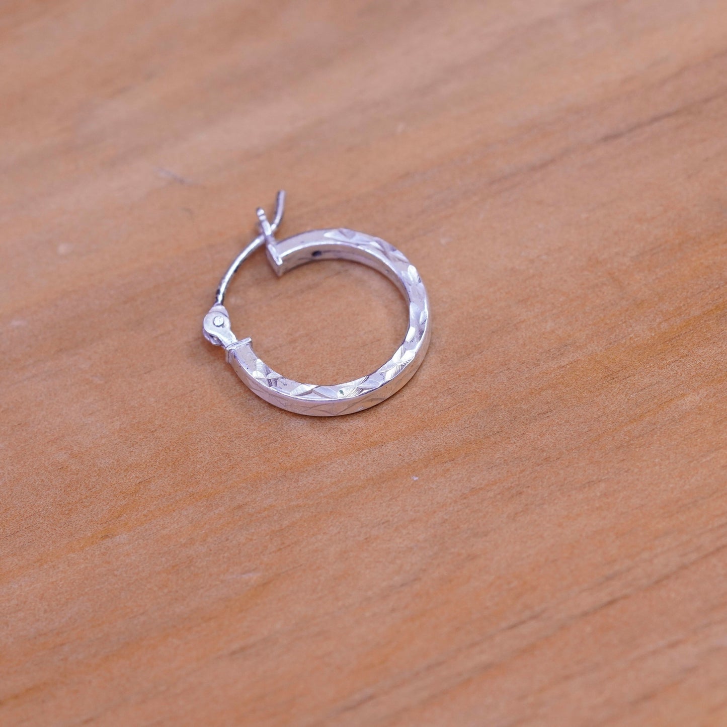 0.5”, vintage Sterling silver hoop earrings, textured 925 hoops