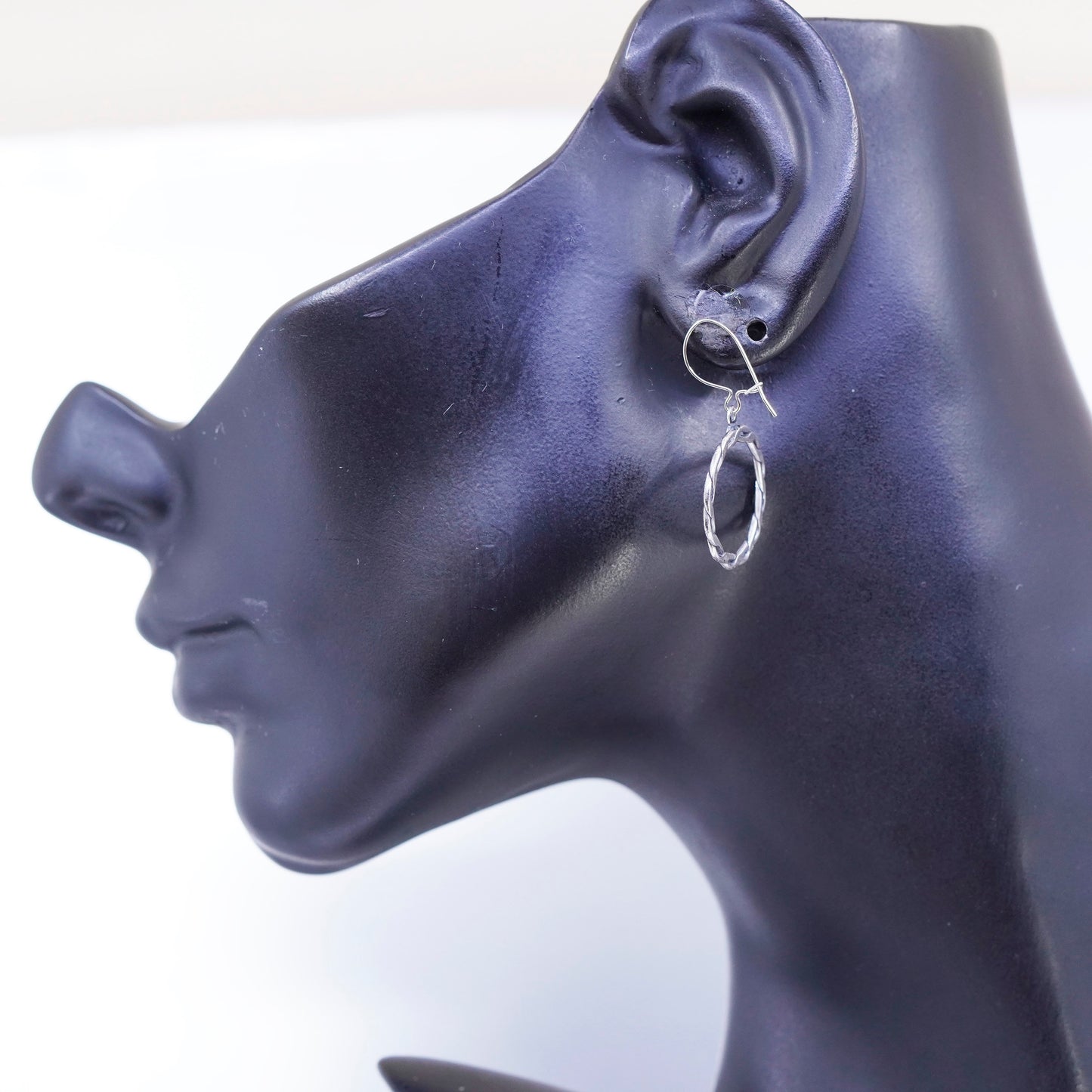 Vintage Sterling 925 silver handmade entwined circle earrings