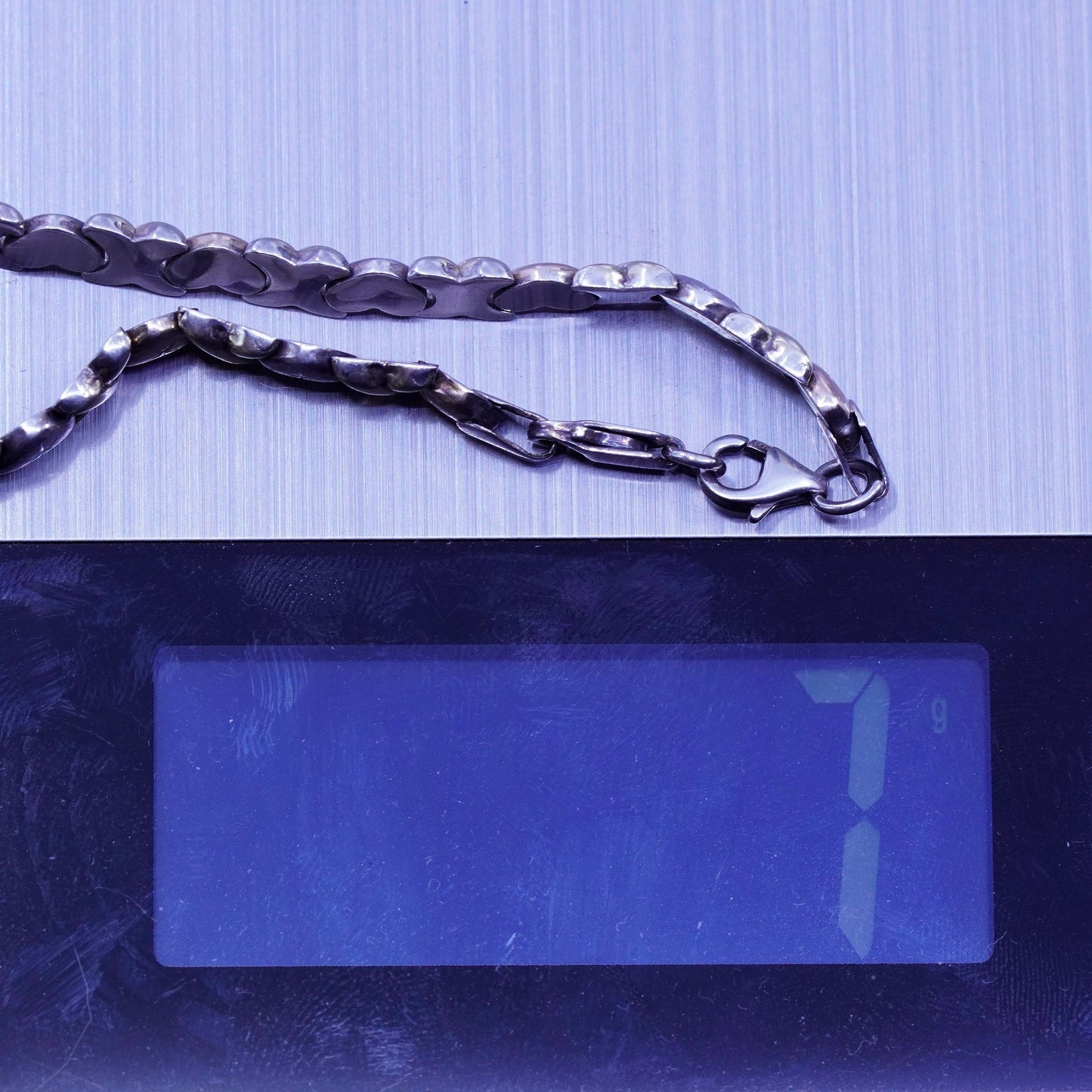 8”, 6mm, Vintage Italy two tone Sterling 925 silver bracelet, wishbone Y chain