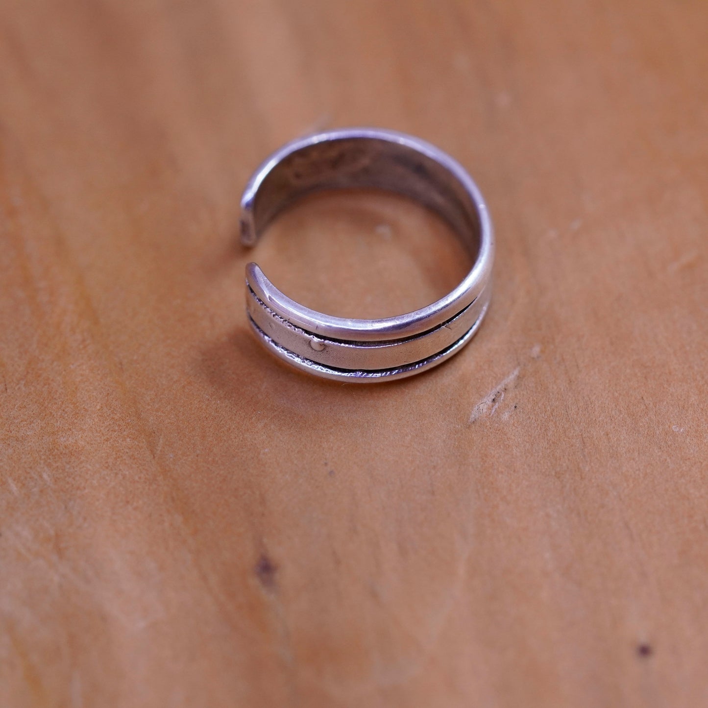 Size 3, vintage Sterling silver handmade ring, solid 925 silver band, open end